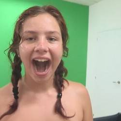 An awesome cumload on Alba's face and mouth after a great fuck and an impressive blowjob.