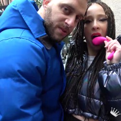 Mónica is being a slut again through the streets of Madrid. This babe has no limits!