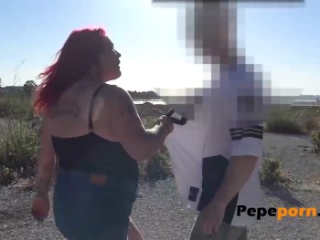 A voyeur comes while we're doing some photos and the Bad Redhead fucks him. PepePorn.com